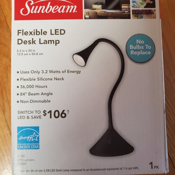 Sunbeam Office Sunbeam Flexible Led Desk Lamp In Black Or White